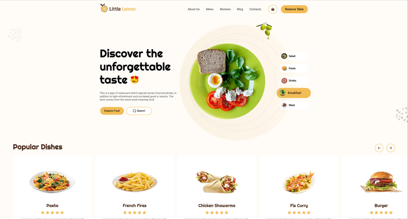 An image of the Little Lemon Frontend Capstone Project project.